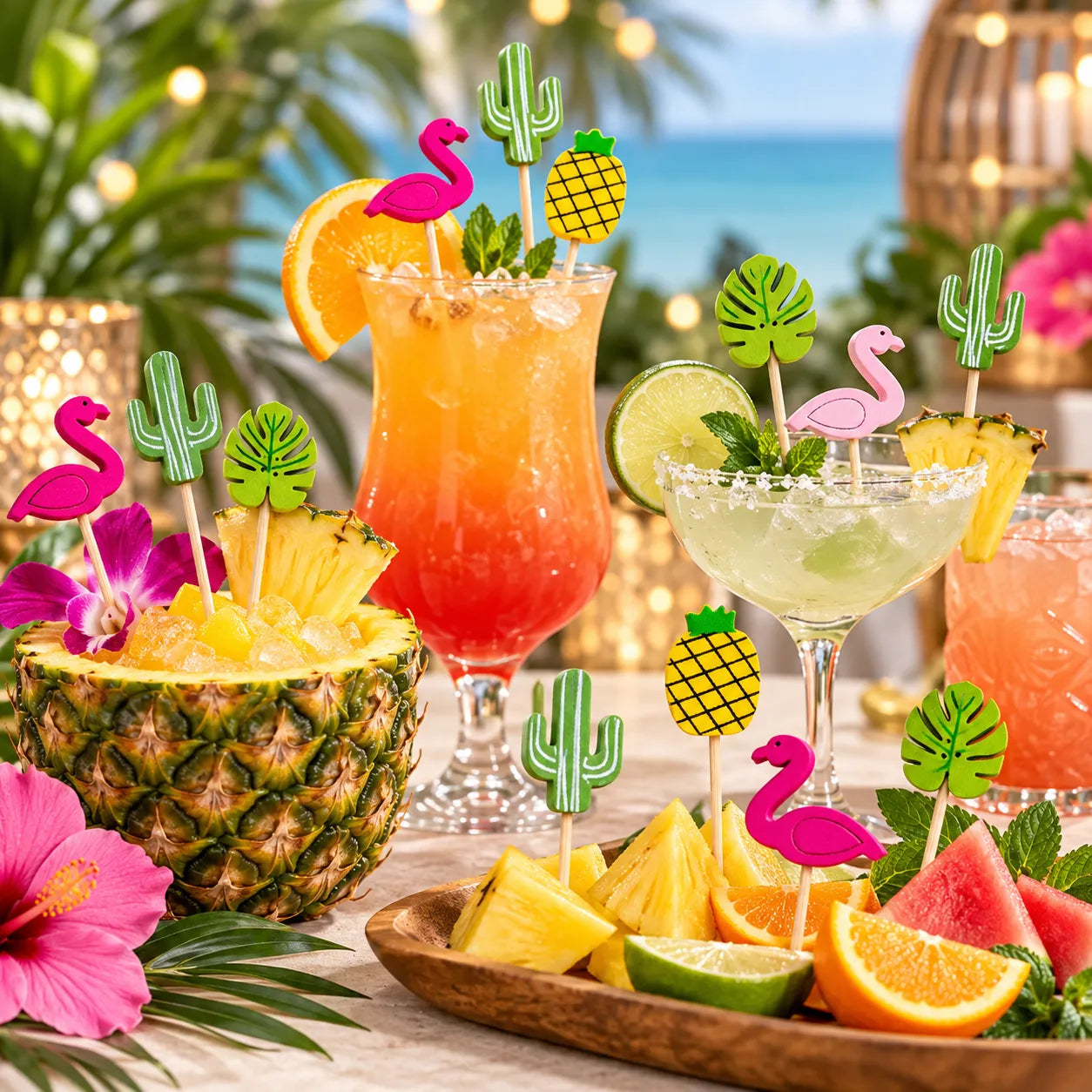 Pique Cocktail Thème Hawaïen tropical