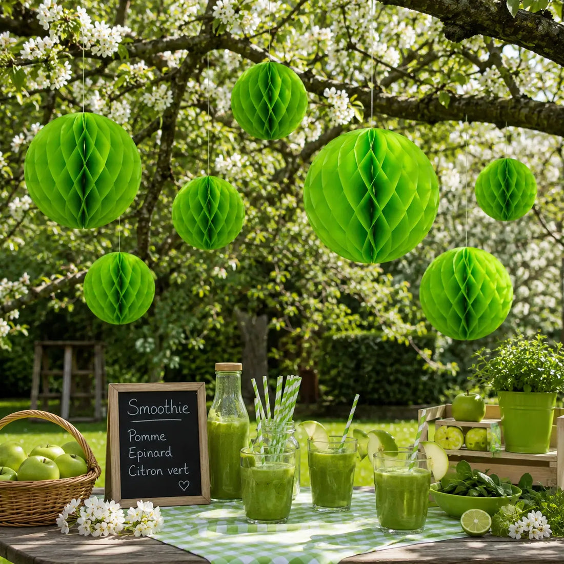 Pompon Nid d’abeille Déco Vert