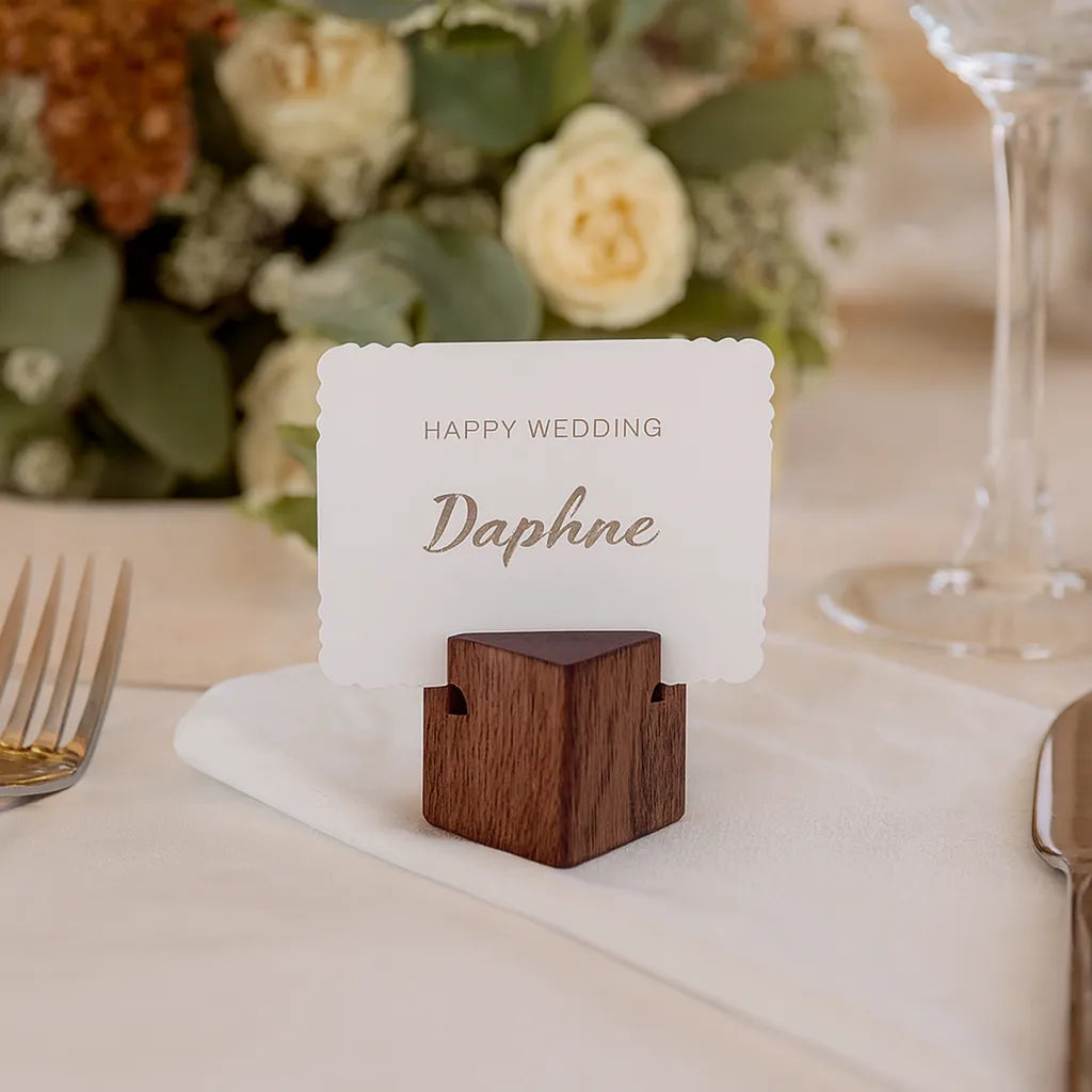 Porte Carte Place Mariage Cube en Bois