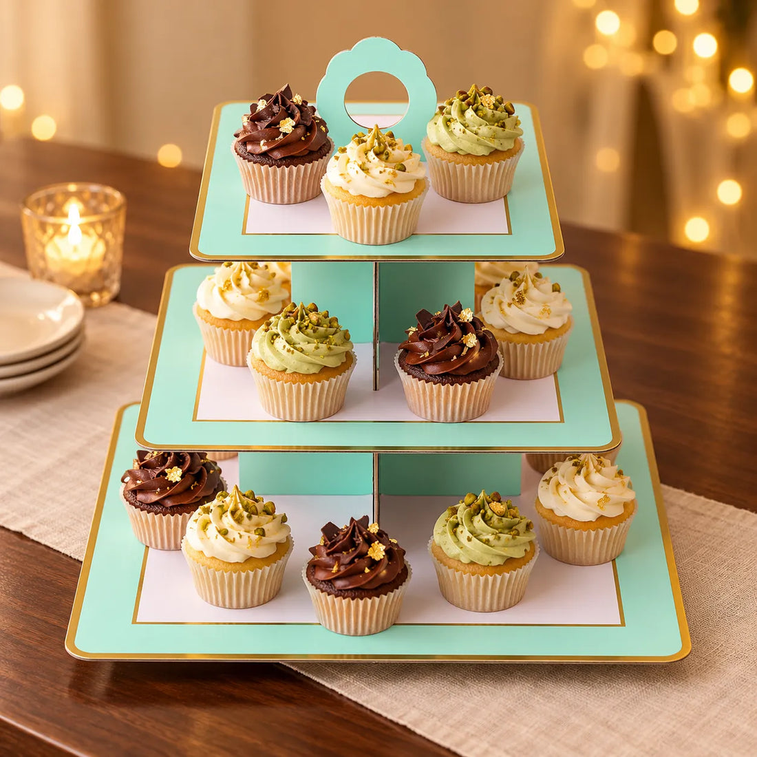Présentoir Cupcake En Carton à Trois Niveaux raffiné