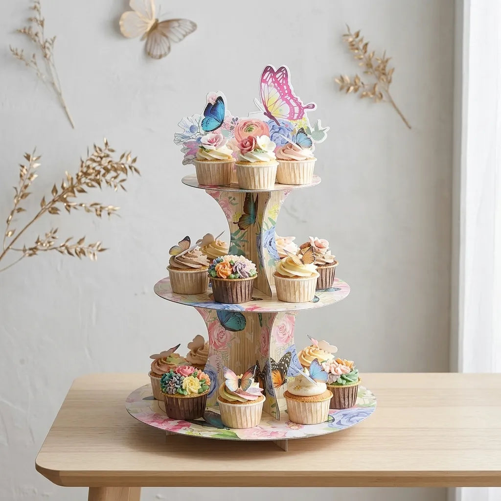 Présentoir à Cupcakes Papillons Minimaliste