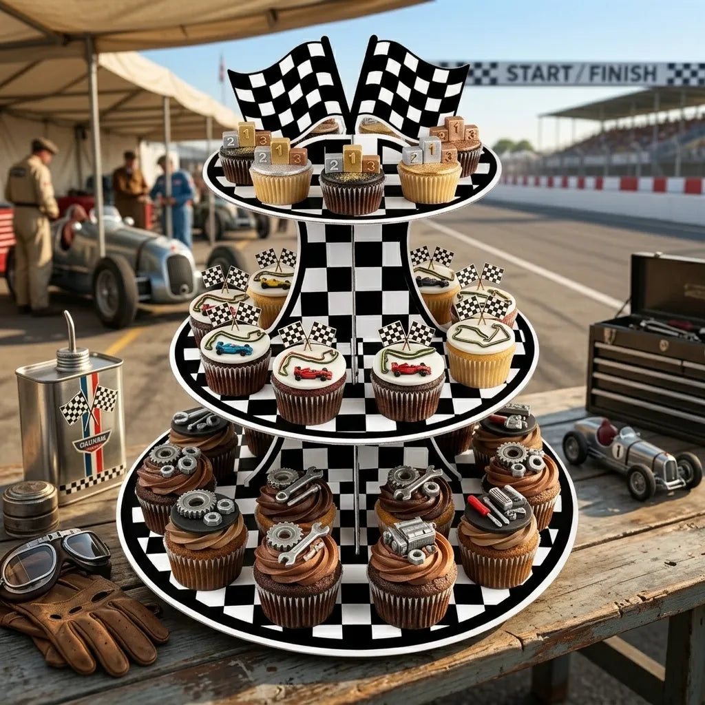 Présentoir Cupcakes Thème Course Festif