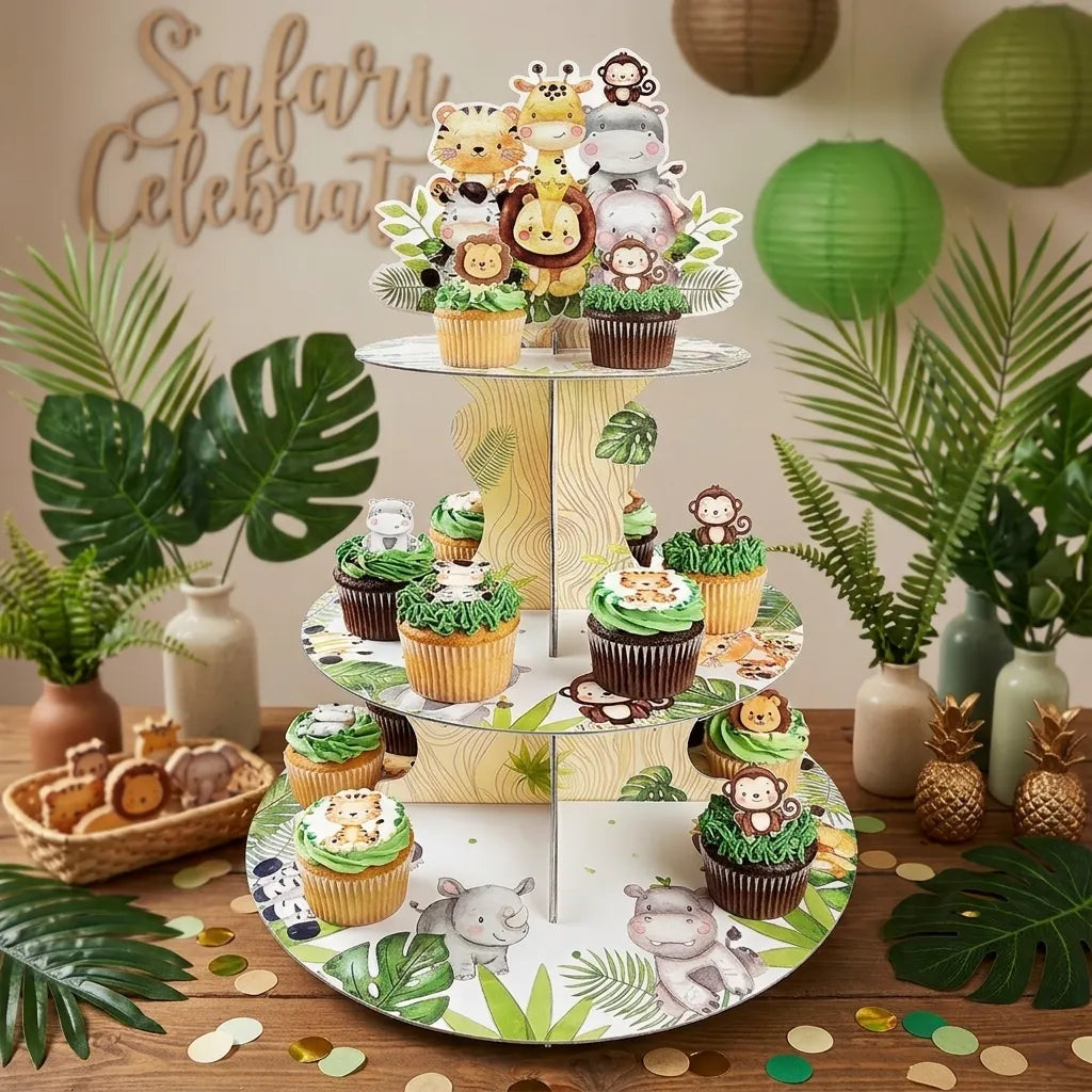 Présentoir à Cupcakes Thème Jungle Unique
