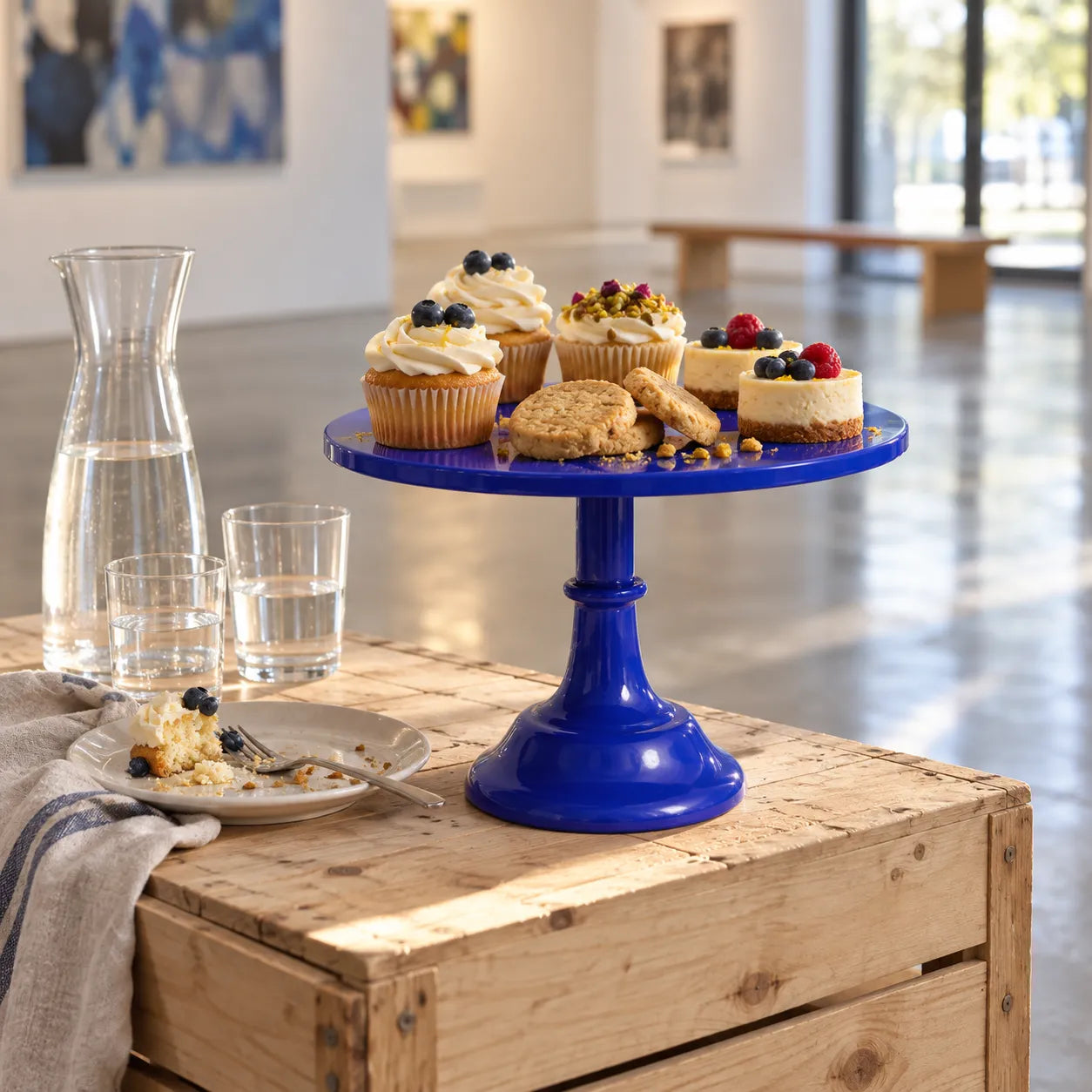 Présentoir à Gâteau Bleu Roi Design