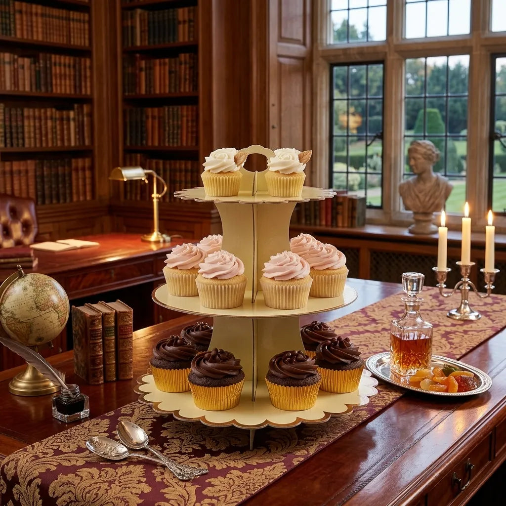 Présentoir à cupcake Jaune en Carton Elégant