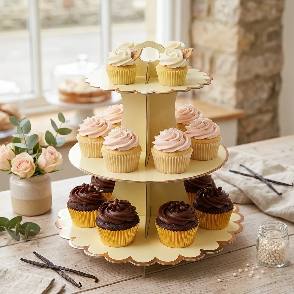 Présentoir à cupcake Jaune en Carton Unique