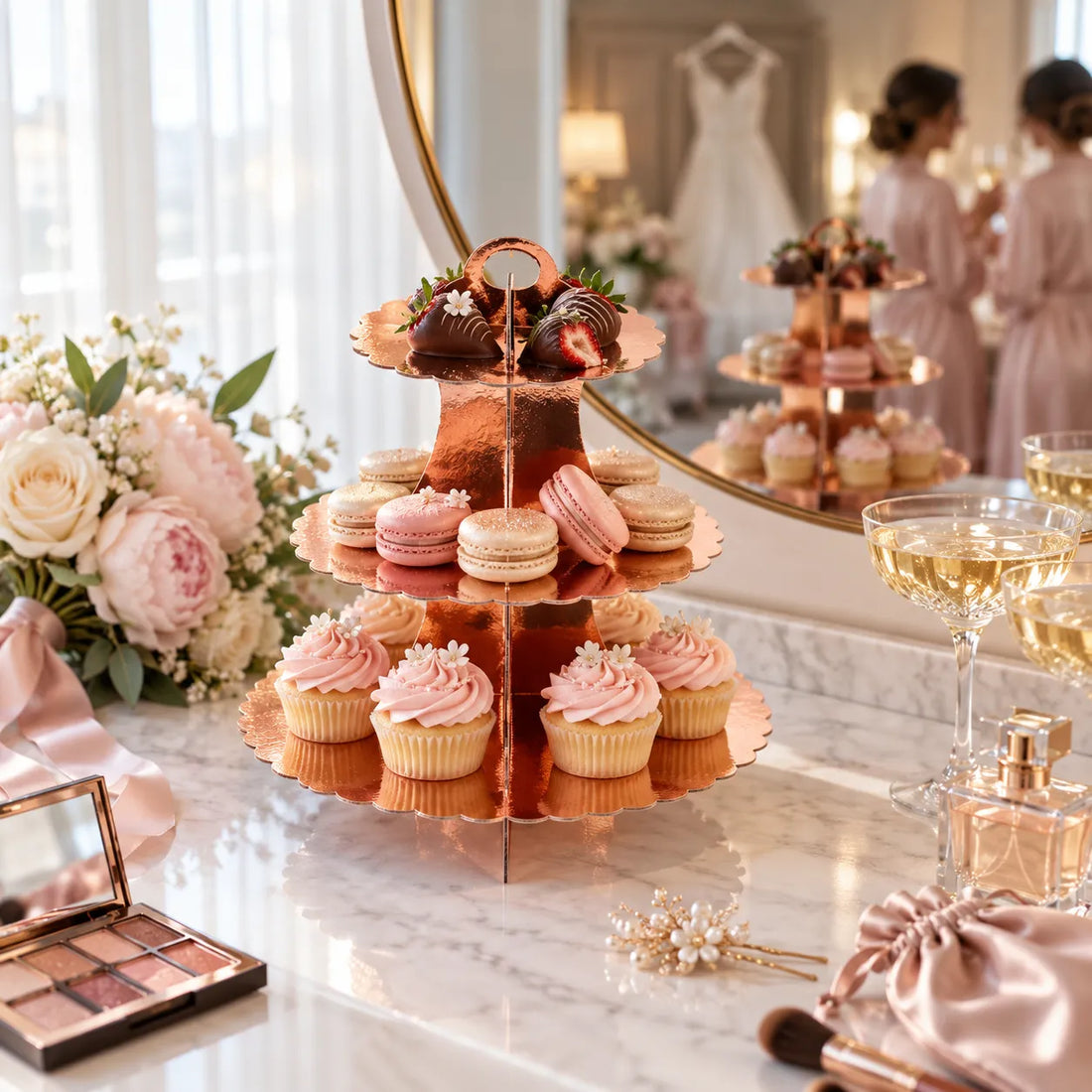 Présentoir à cupcake Rose Gold en Carton Design