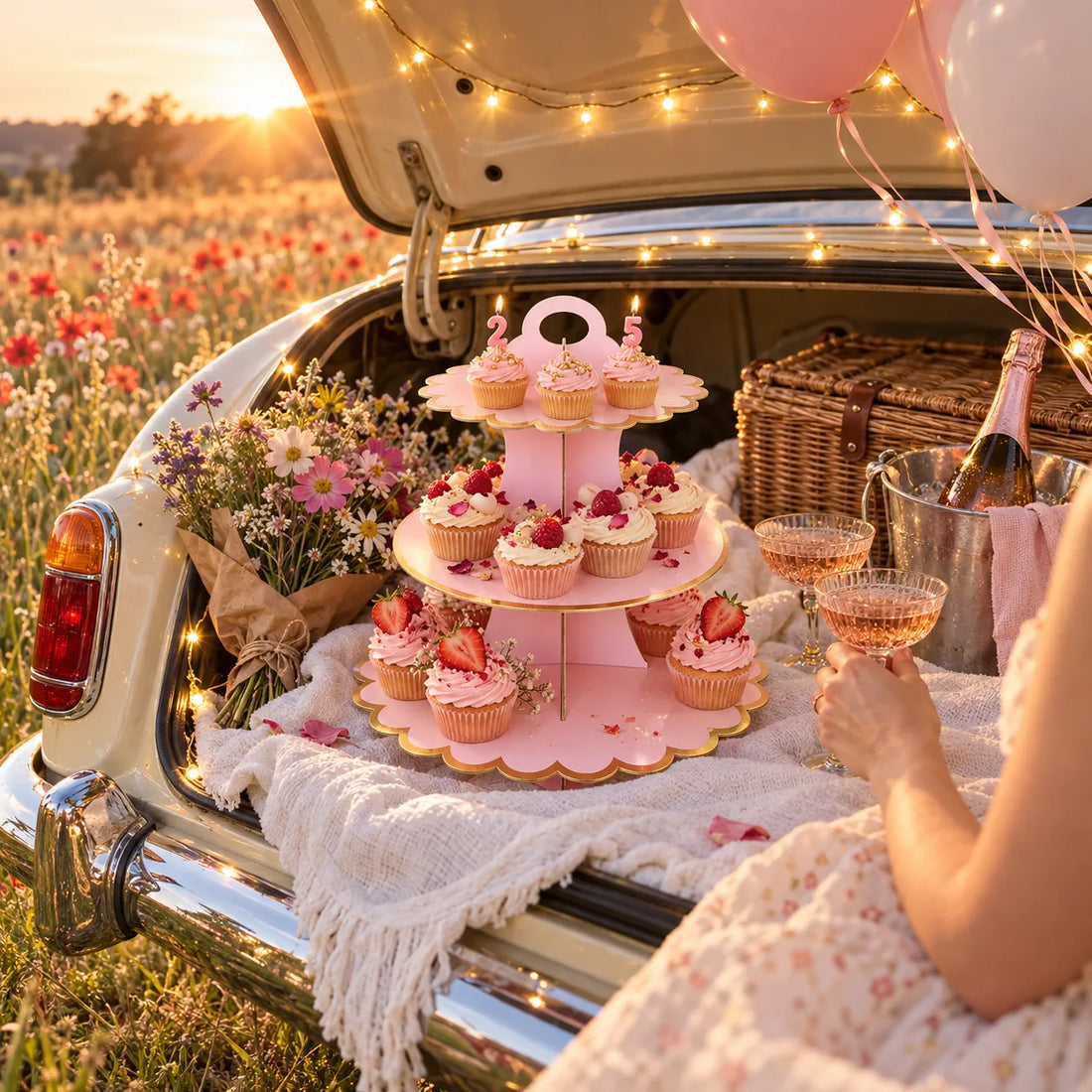 Présentoir à cupcake Rose en Carton Design