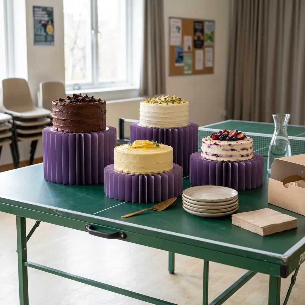 Présentoirs à Gâteau Violets En Carton Et Acrylique Elégant
