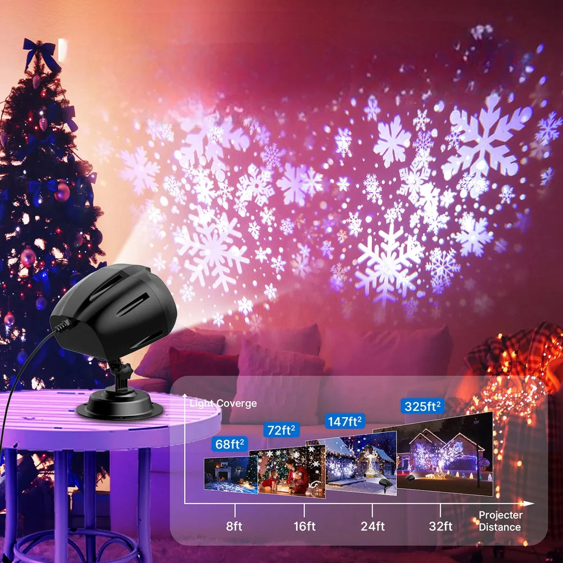 Projecteur Noël Flocons De Neige stylé