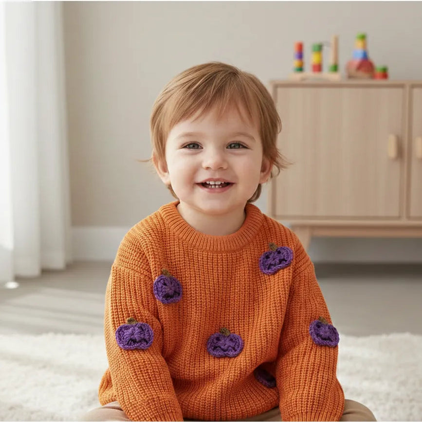 Pull Halloween Orange Citrouilles Bébé