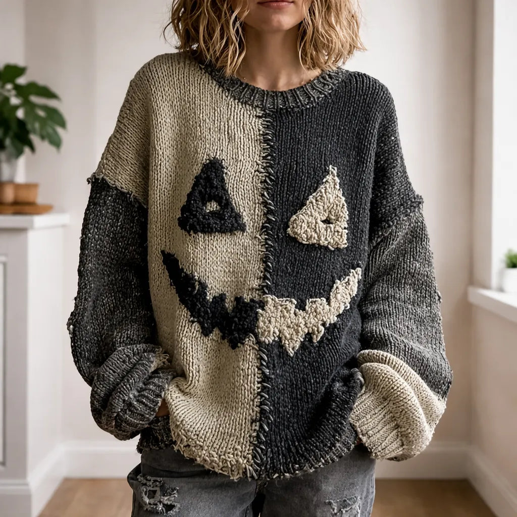Pull Halloween Tricoté Symétrique