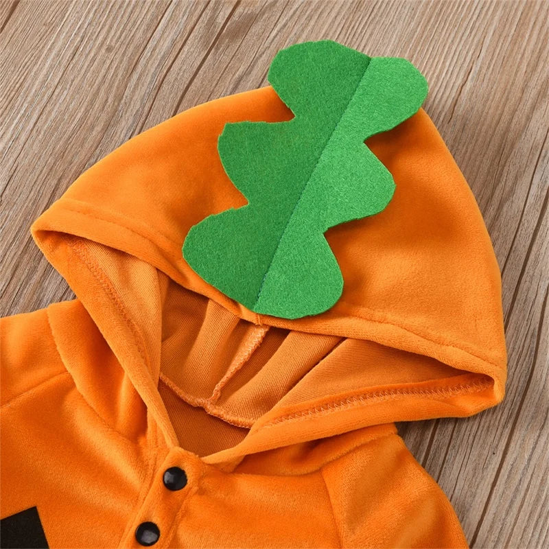 Pyjama Bébé Orange Citrouille Capuchon