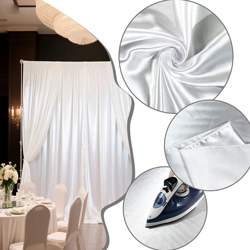 Rideau Blanc Toile de Fond Mariage en Satin Unique