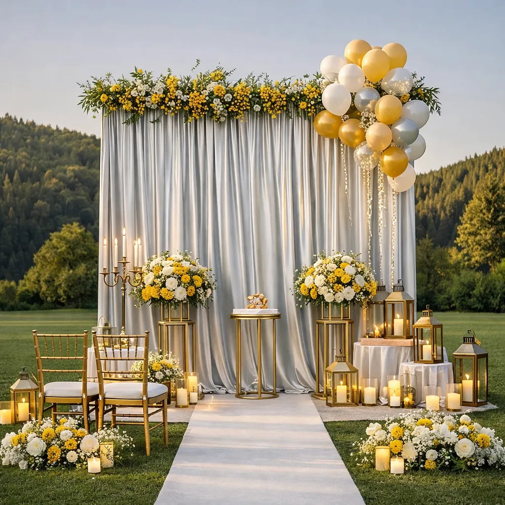 Rideau Mariage Argenté Satiné
