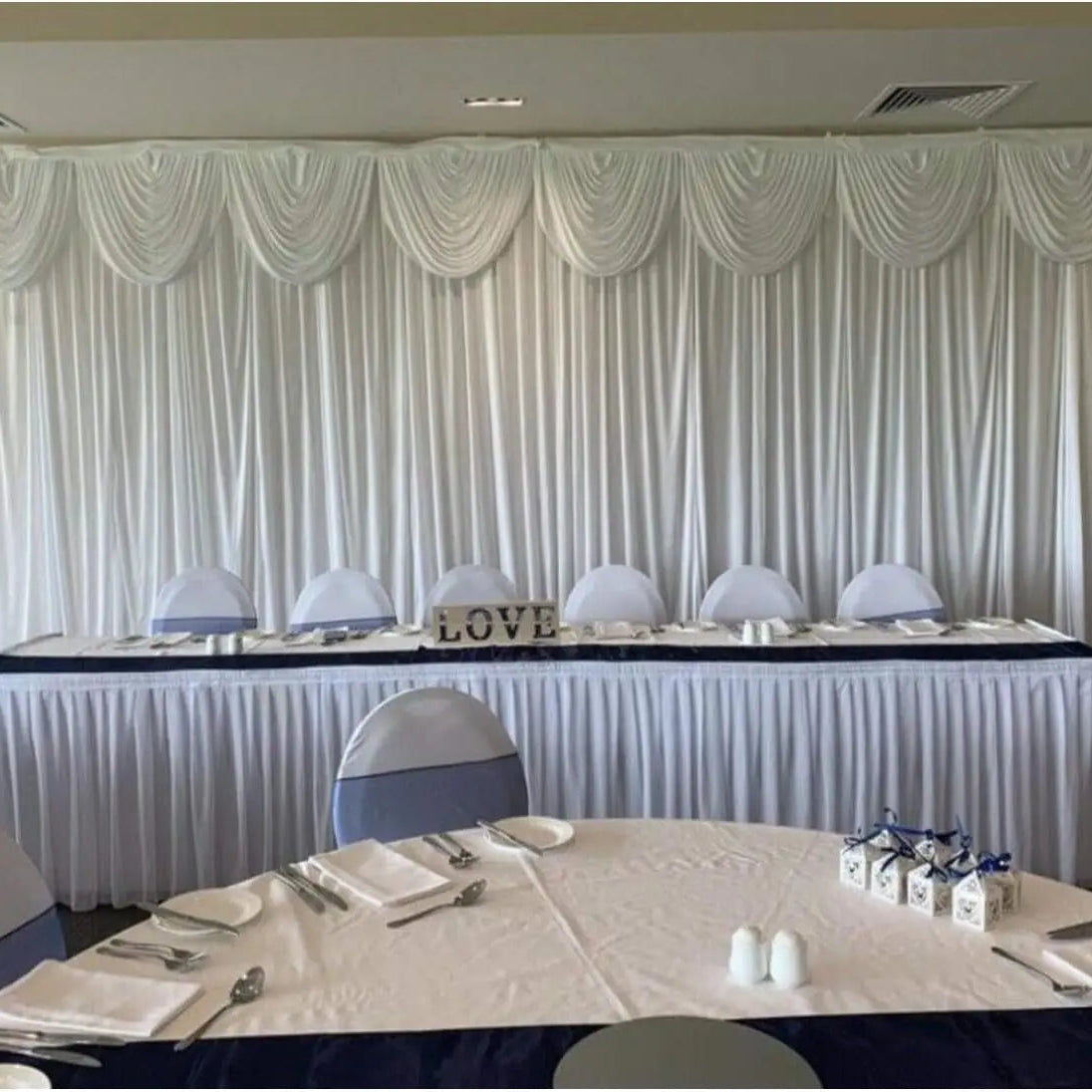 Rideau Mariage Blanc à Cantonnière Drapé Chic