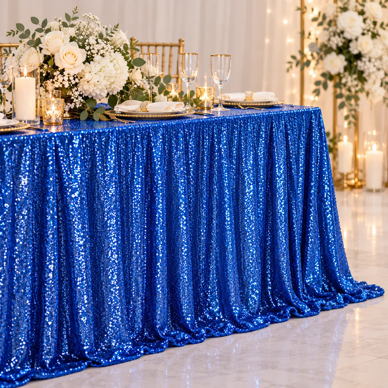 Rideau Mariage Bleu Roi Paillettes brillant