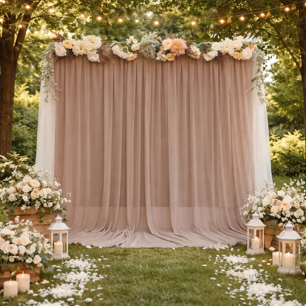 Rideau Mariage Brun Elégant Unique