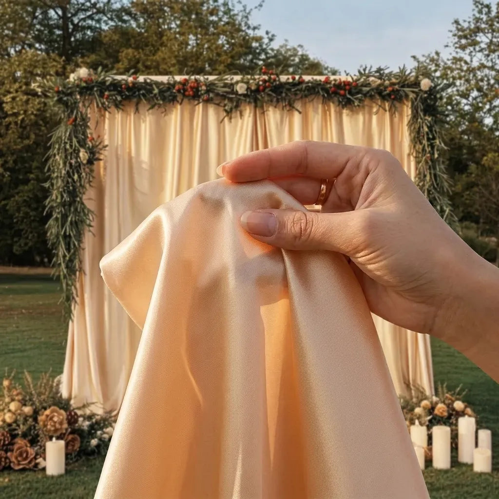 Rideau Mariage Champagne Satin Léger