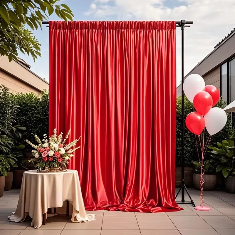 Rideau Mariage Rouge Elégant Satiné Chic