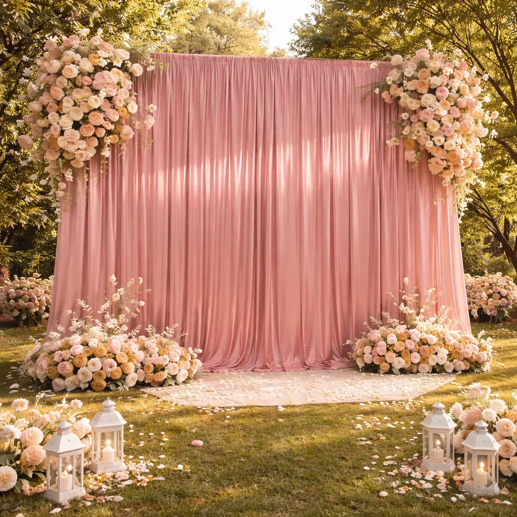 Rideau Mariage en Satin Rose Bonbon Chic