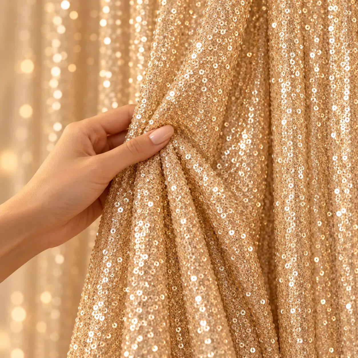 Rideau d’Arrière-Plan Mariage Champagne Pailleté brillant