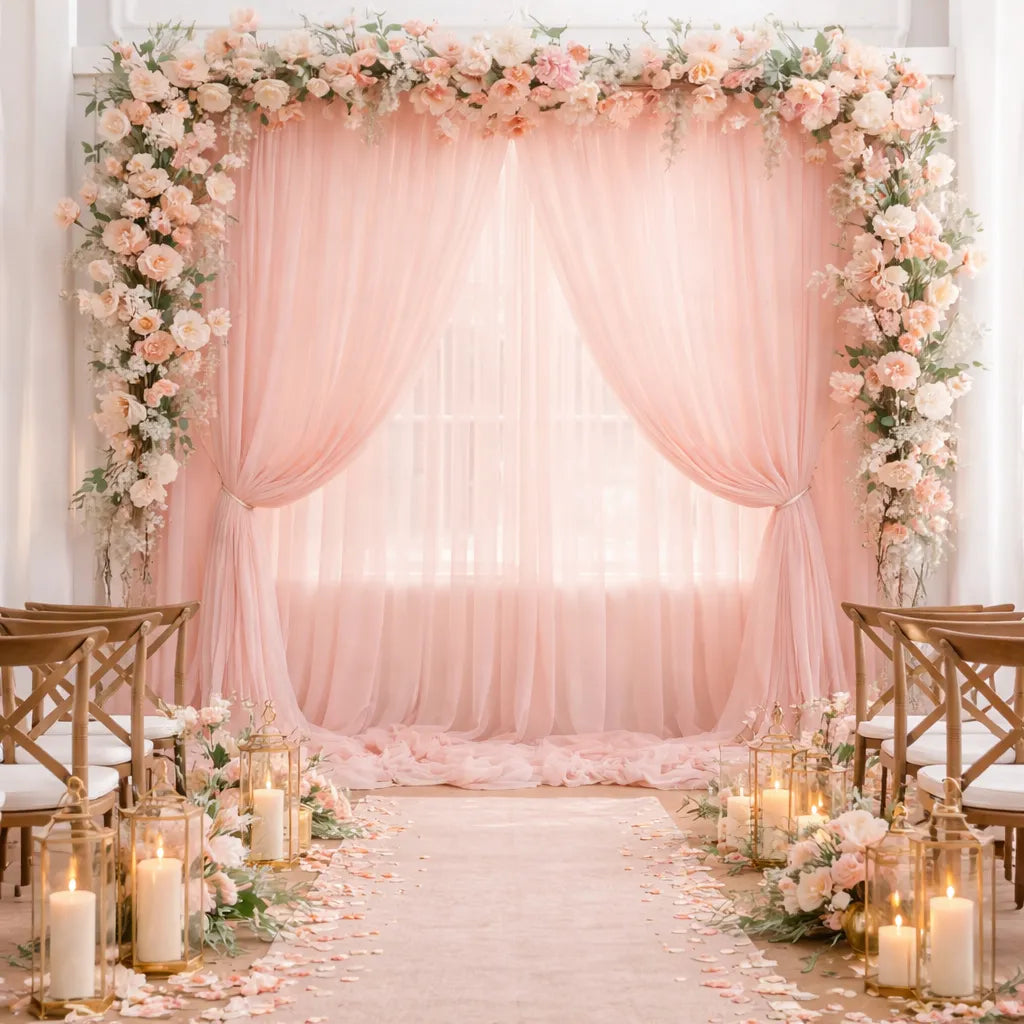 Rideau de Fond Mariage Rose Bonbon