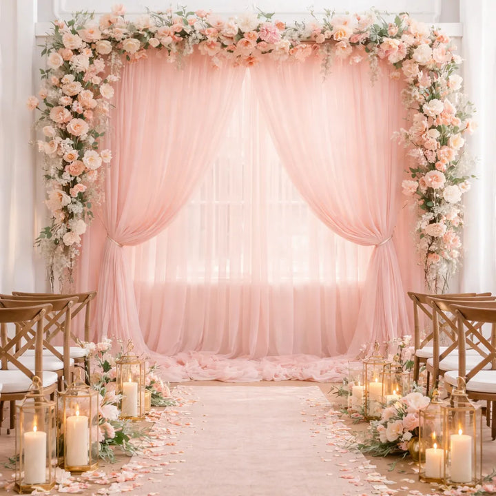 Rideau de Fond Mariage Rose Bonbon
