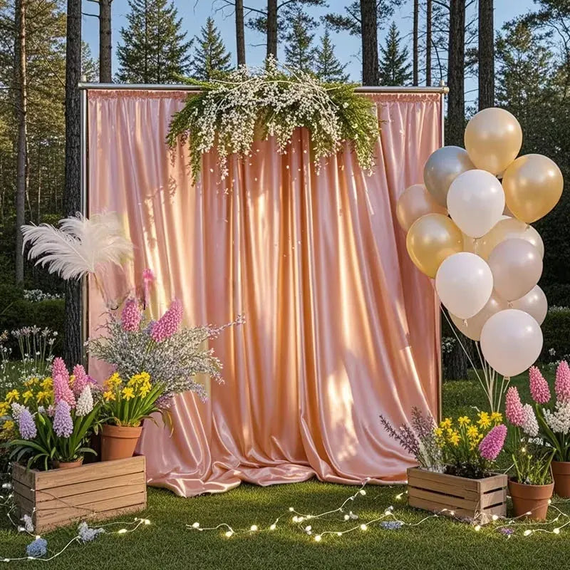 Rideau de Fond en Satin Rose Gold Unique