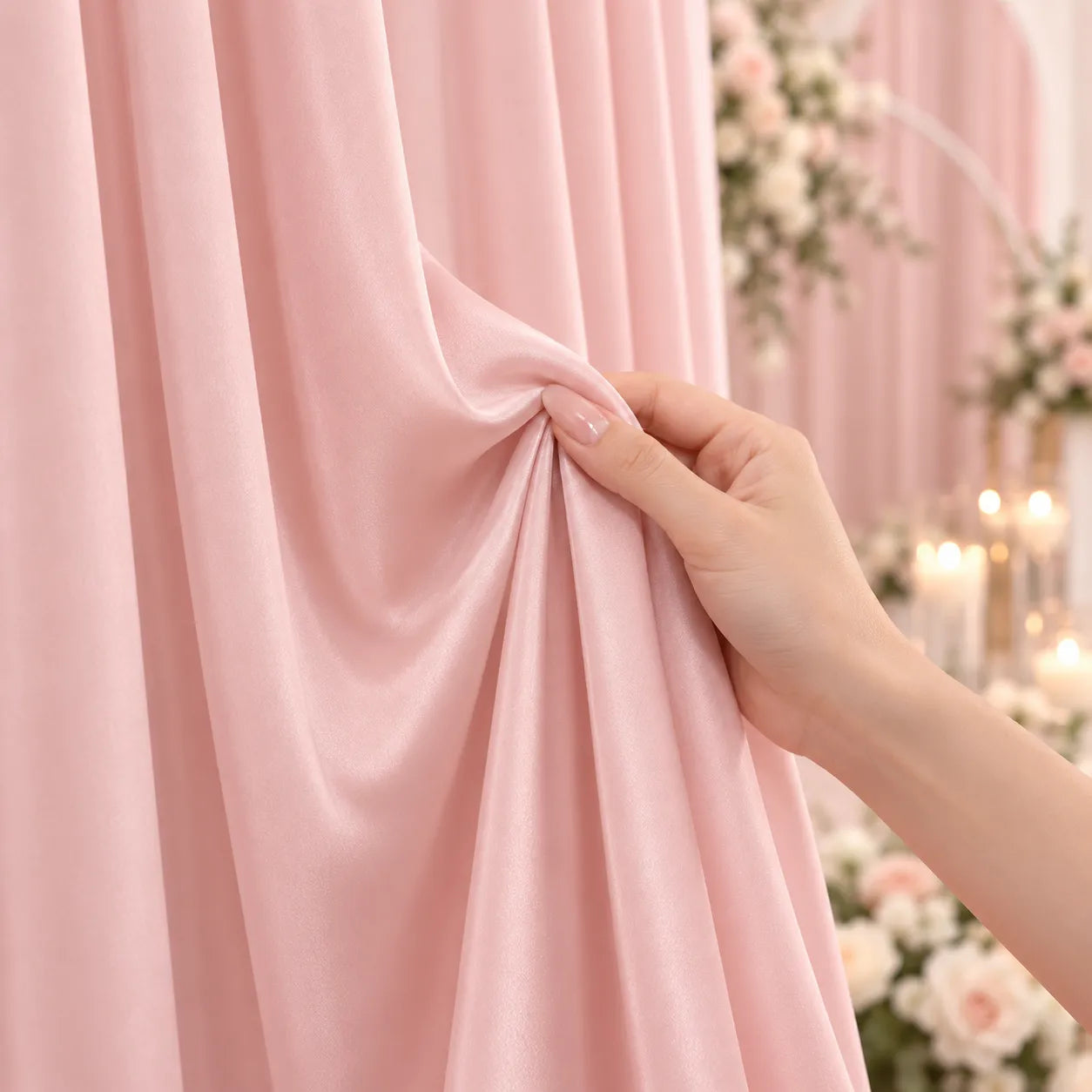 Rideau de Soie Rose Raffiné à Cantonnière élégant