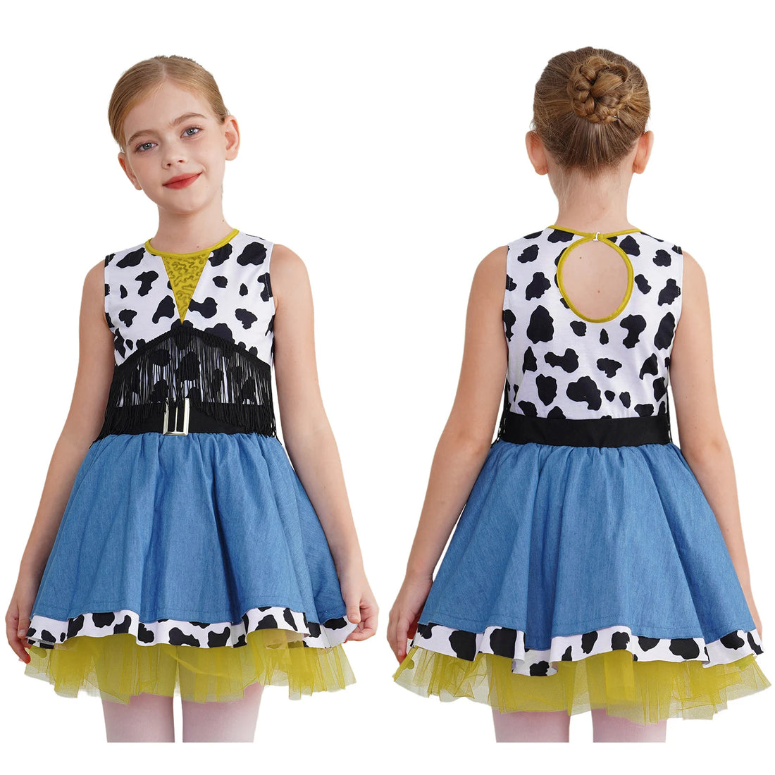 Robe Cowboy Bleue Imprimée Pour Fille fluide