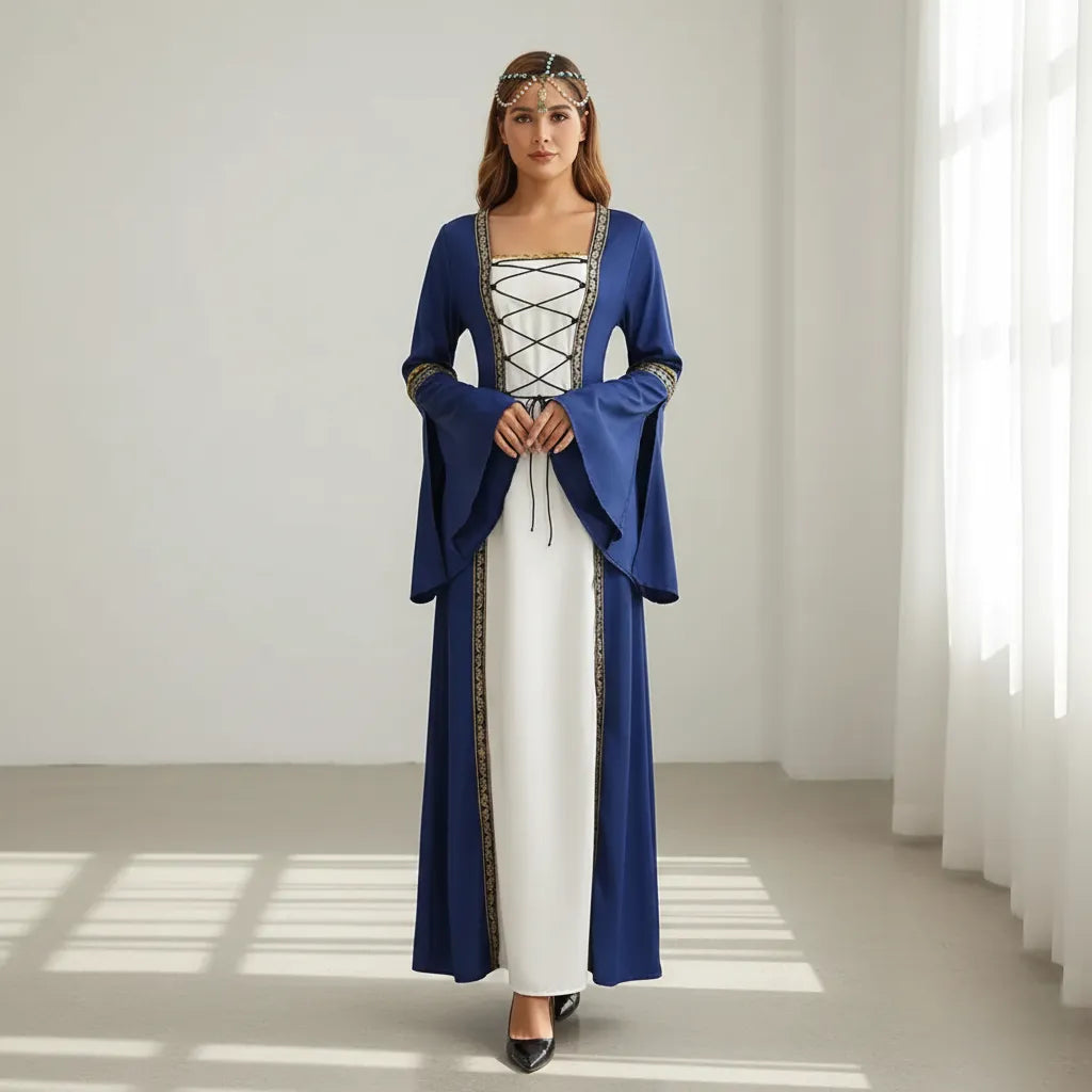Robe Médiévale Bleu et Blanc