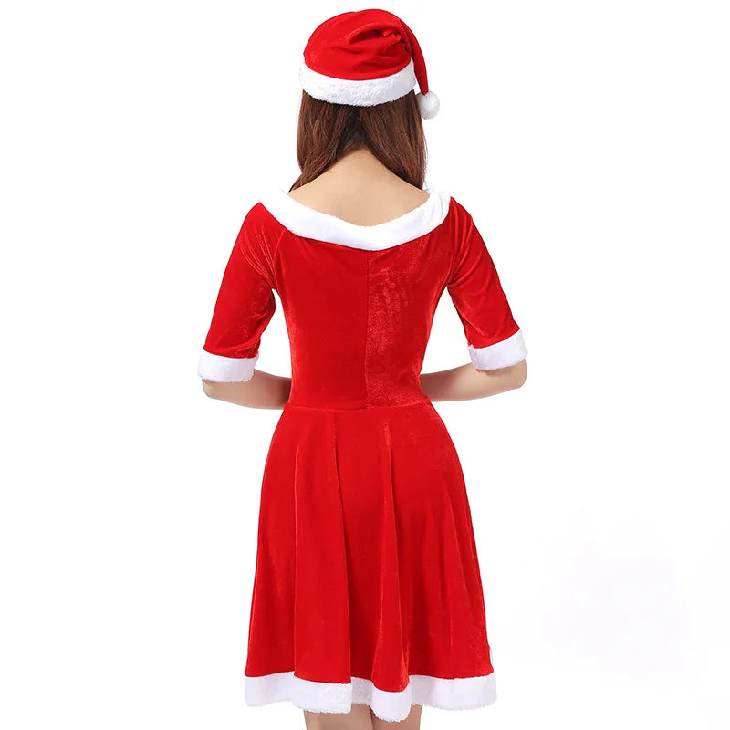 Robe Mère Noël En Velours léger