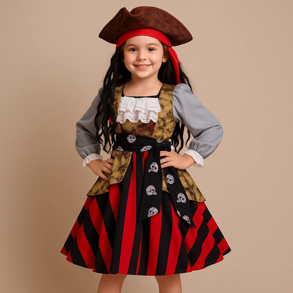 Robe Pirate Fille Avec Perruque