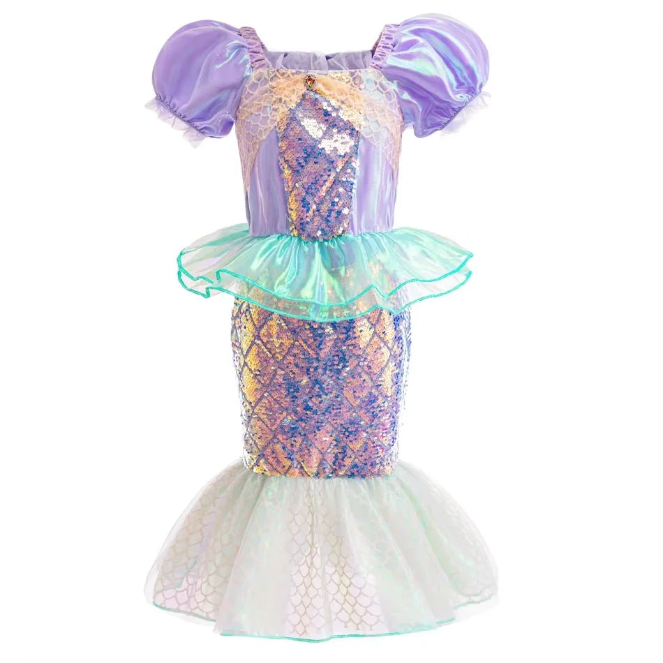 Robe Sirène Fille à Manches Bouffantes Devant