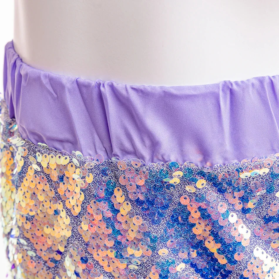 Robe Sirène Fille à Manches Bouffantes Sequin