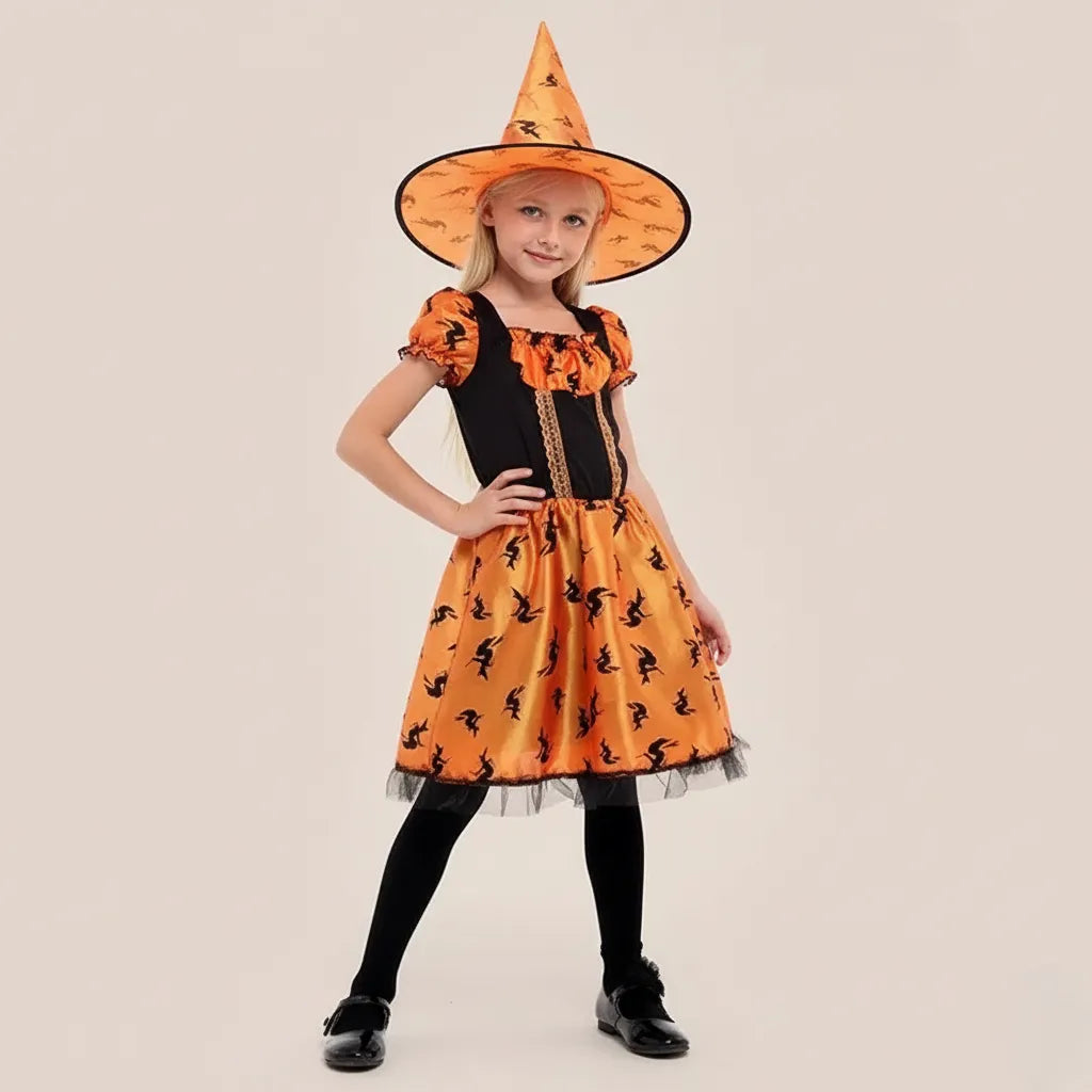 Robe Sorcière Fille Imprimé Chauve-Souris