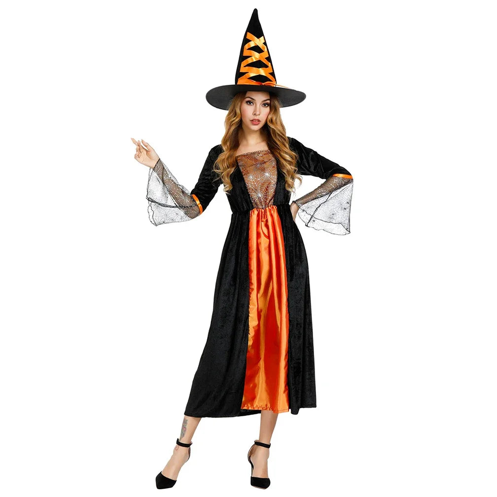 Robe Sorcière Orange et Noir devant