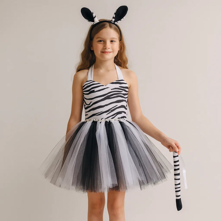 Robe Tutu Zèbre Fille Accessoirisée