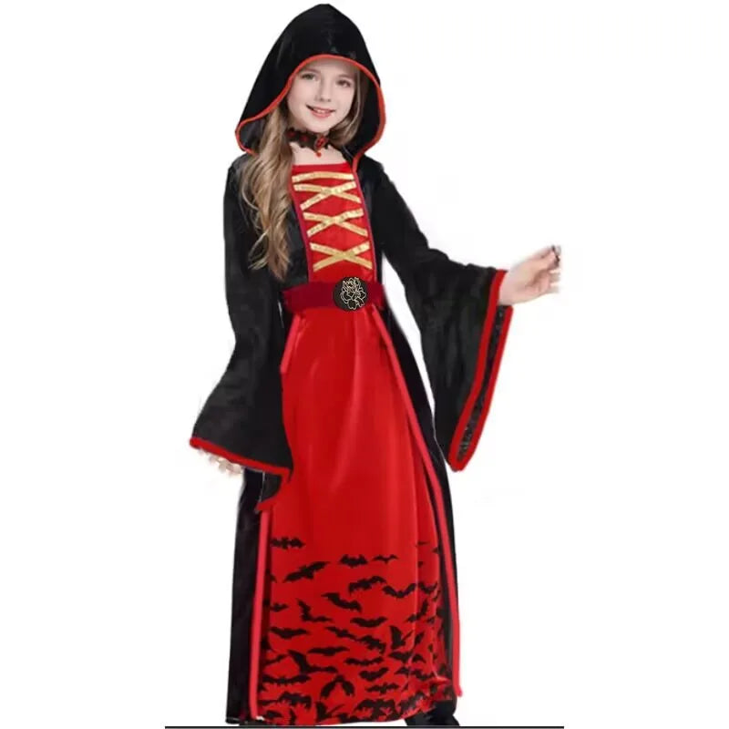 Robe Vampire Rouge Motif Chauve-Souris Stylé
