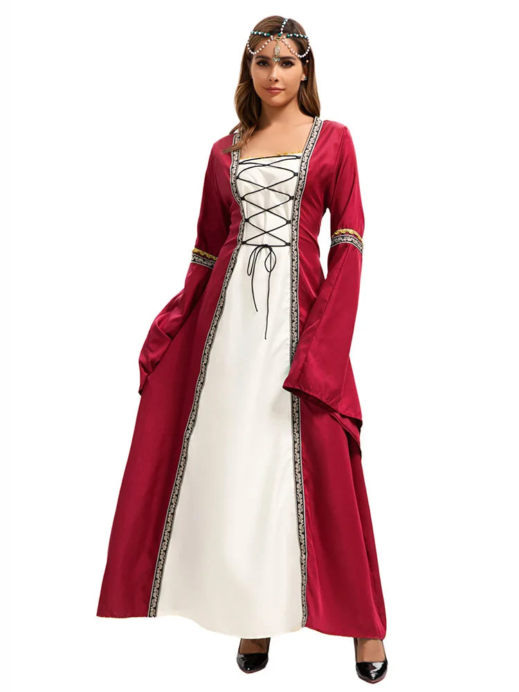 Robe médiévale Rouge et Blanc