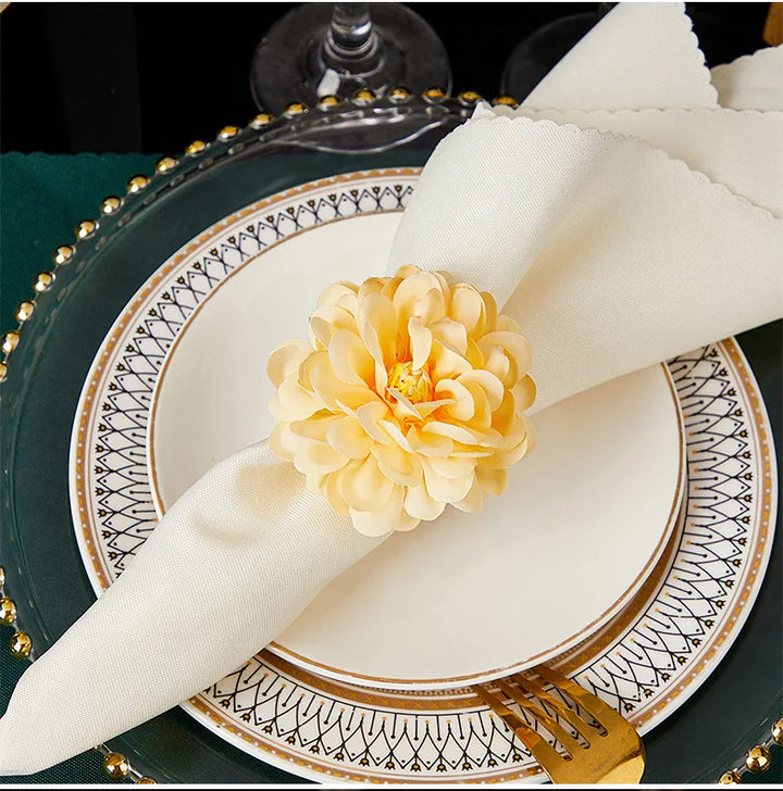 Rond de Serviette Fleur Jaune champêtre