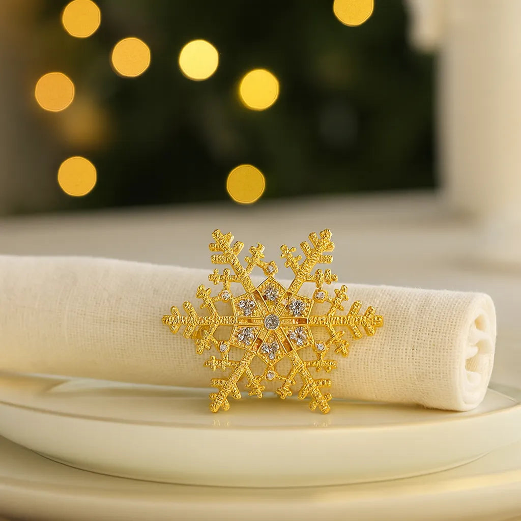 Rond de Serviette Flocon de Neige Doré
