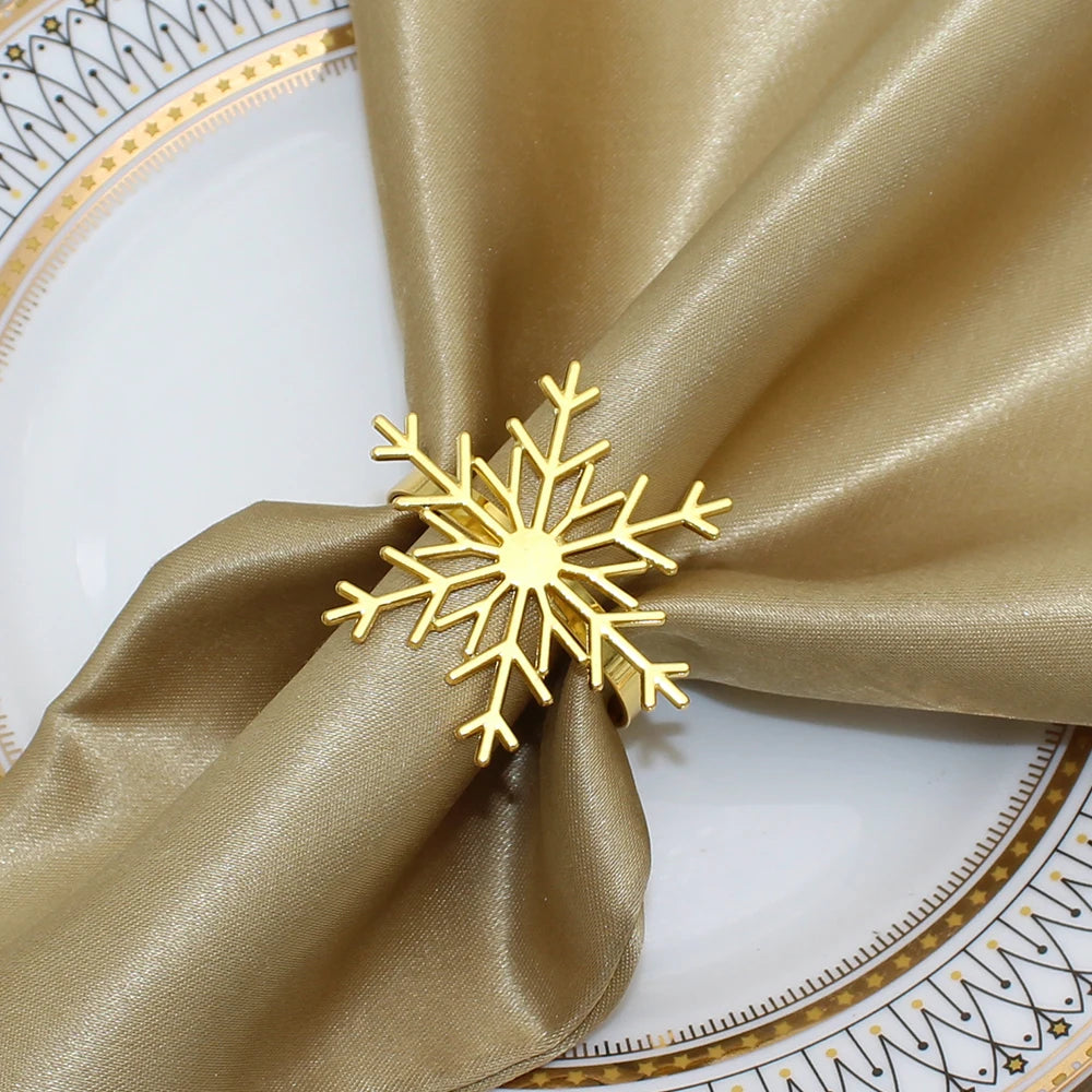 Rond de Serviette Flocon de Neige Doré