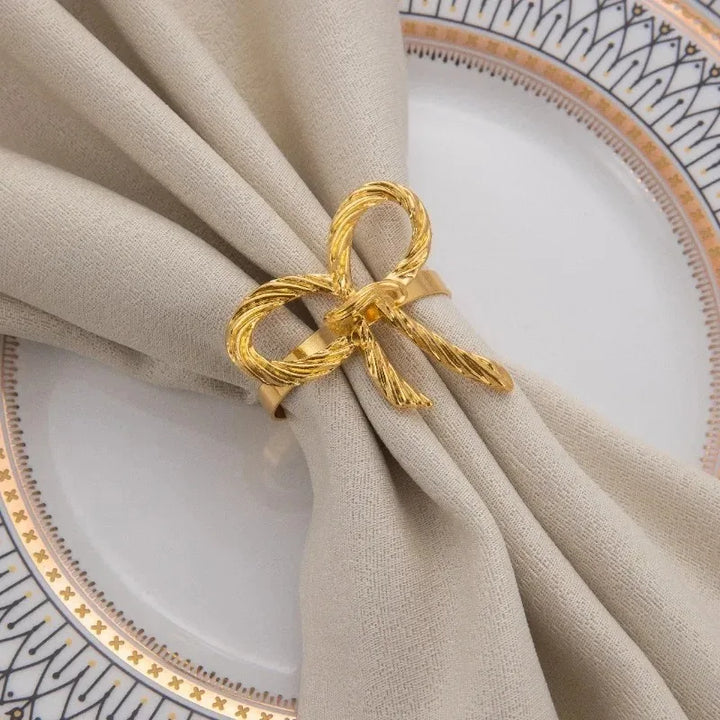 Rond de Serviette Mariage Raffiné Doré