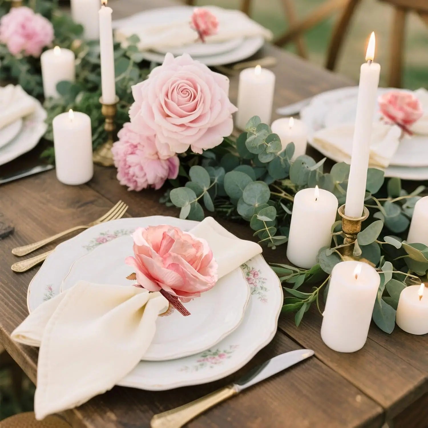 Rond de Serviette Mariage Rose Chic