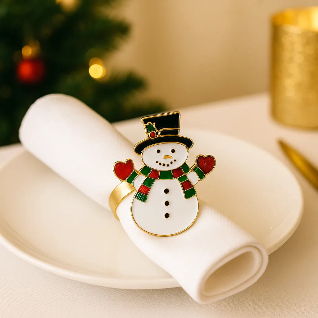 Rond de Serviette de Noël Bonhomme de Neige