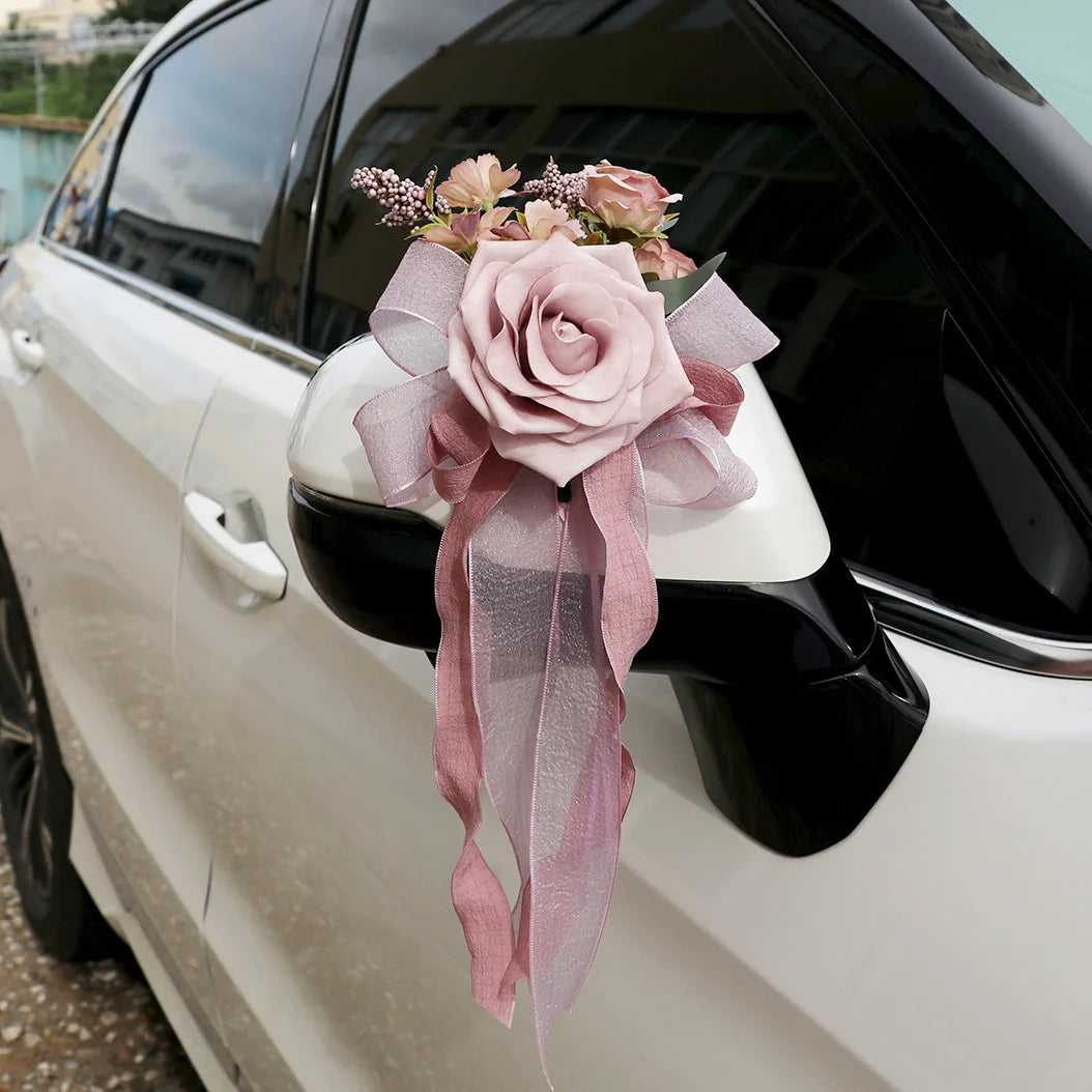 Rose Décoratif à Ruban pour Voiture Mariage