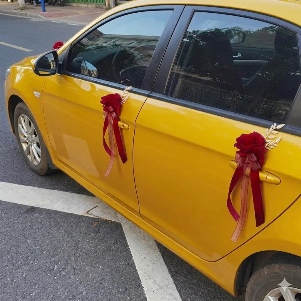 Rose Rouge pour Portière Voiture Mariage Unique