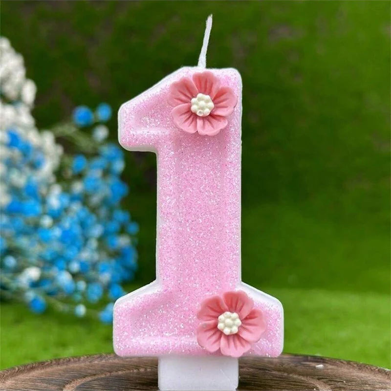 Bougie Anniversaire Rose à Fleurs